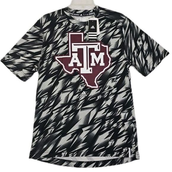 Adidas Texas ATM ~Unisex Size M~ Black/White Training Crew T-Shirt w/Logo NWT. - Picture 1 of 8